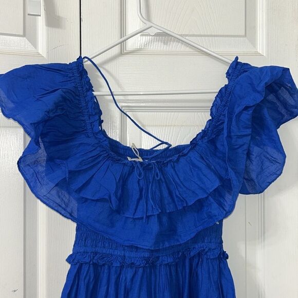 Happy Nature Royal Blue Ruffle Cotton Dress(Size Medium) - Picture 5 of 9